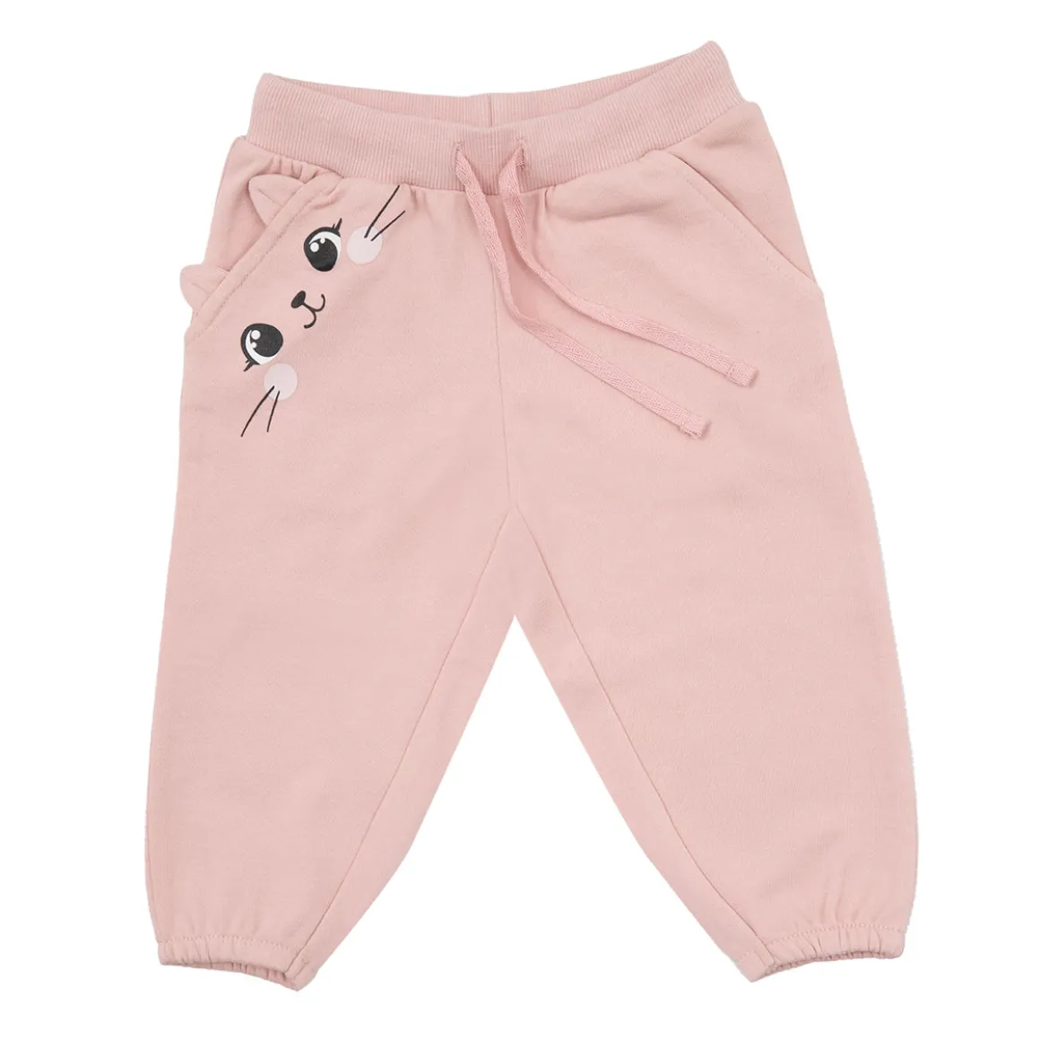 Pantalone felpato bimba rosa con patch