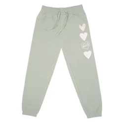 Pantalone felpato bimba verde con stampa