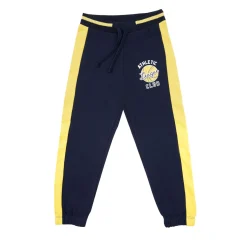 Pantalone felpato bimbo blu/giallo stampato