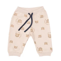 Pantalone felpato bimbo beige stampato