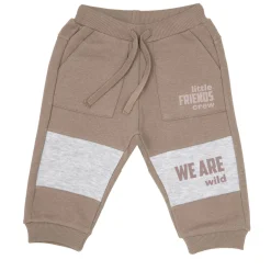Pantalone felpato bimbo marrone tasconi