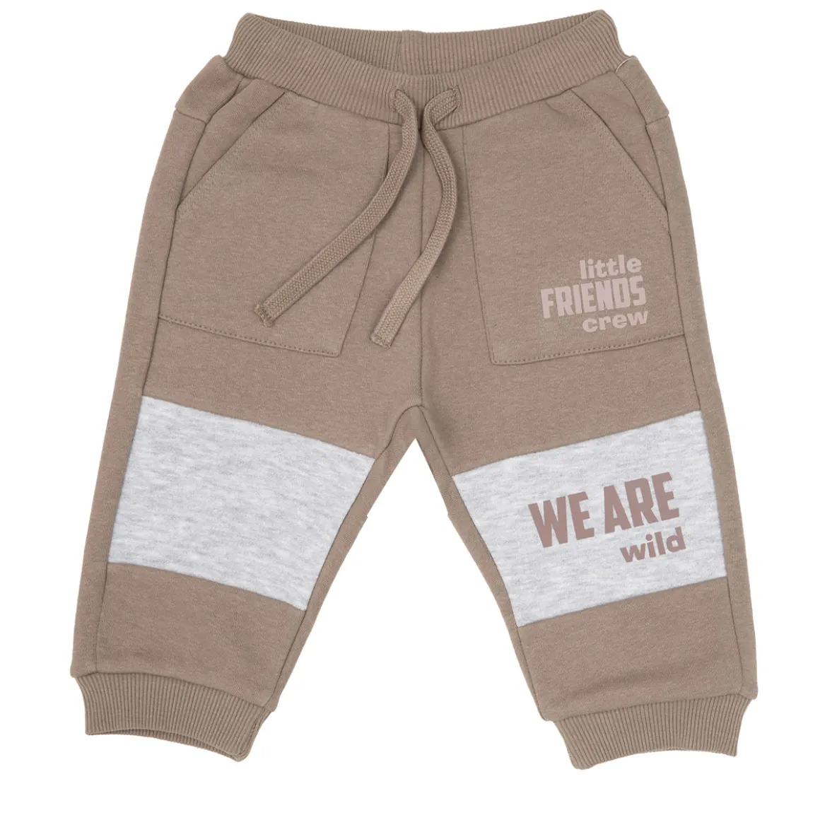 Pantalone felpato bimbo marrone tasconi