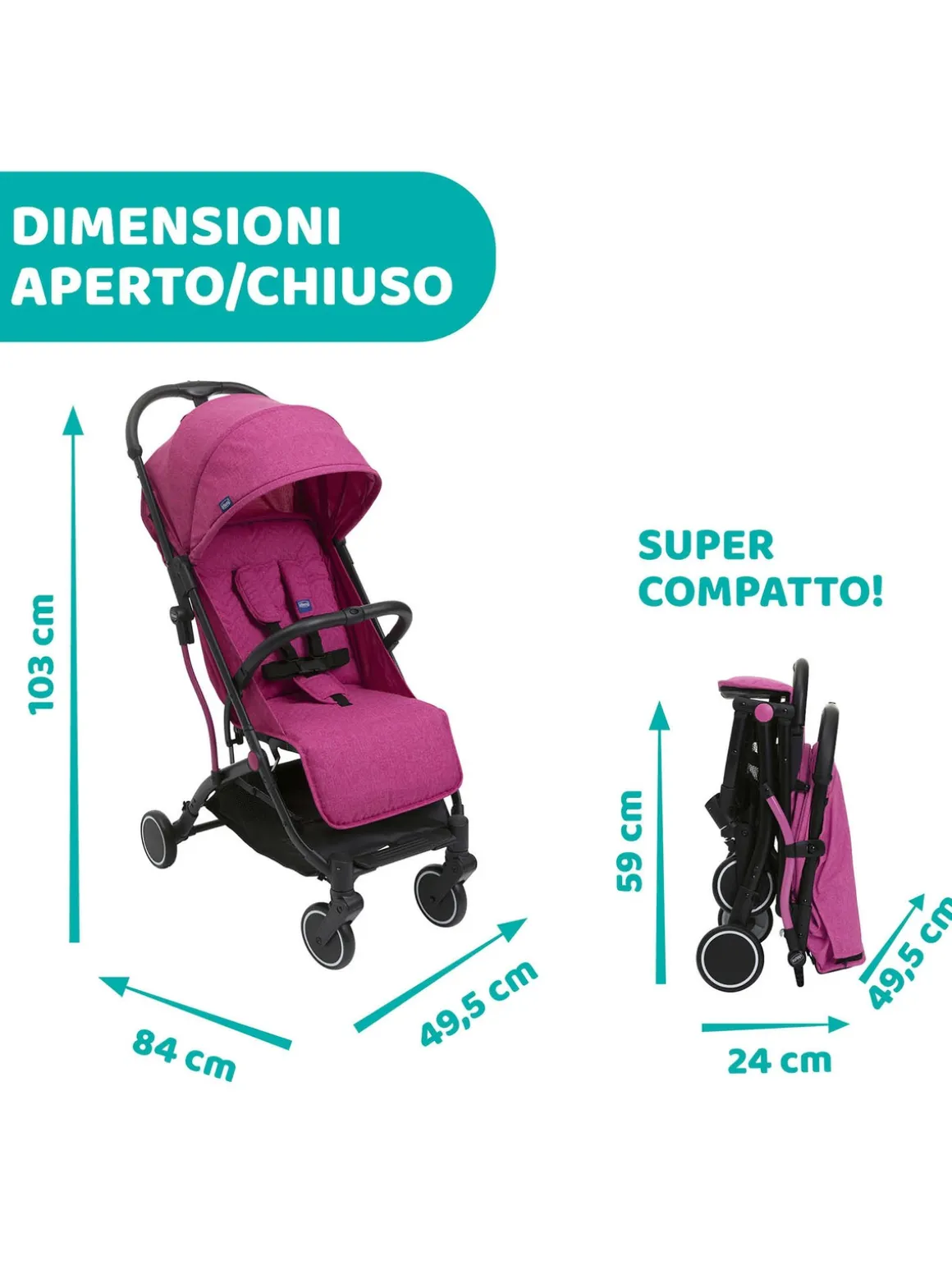 Passeggino trolley me aurora pink