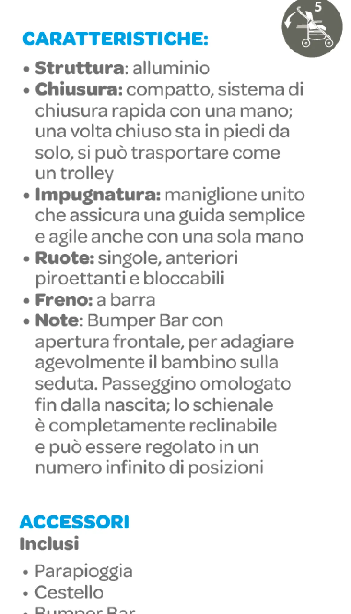 Passeggino trolley me light grey