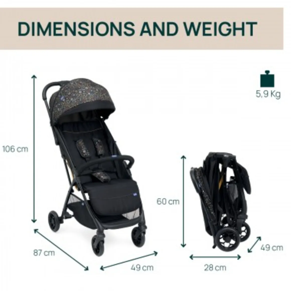 Passegino glee uneven black – chicco