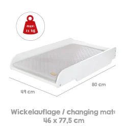 Piano cambio con cuscino bianco per lavatrice e letto – roba