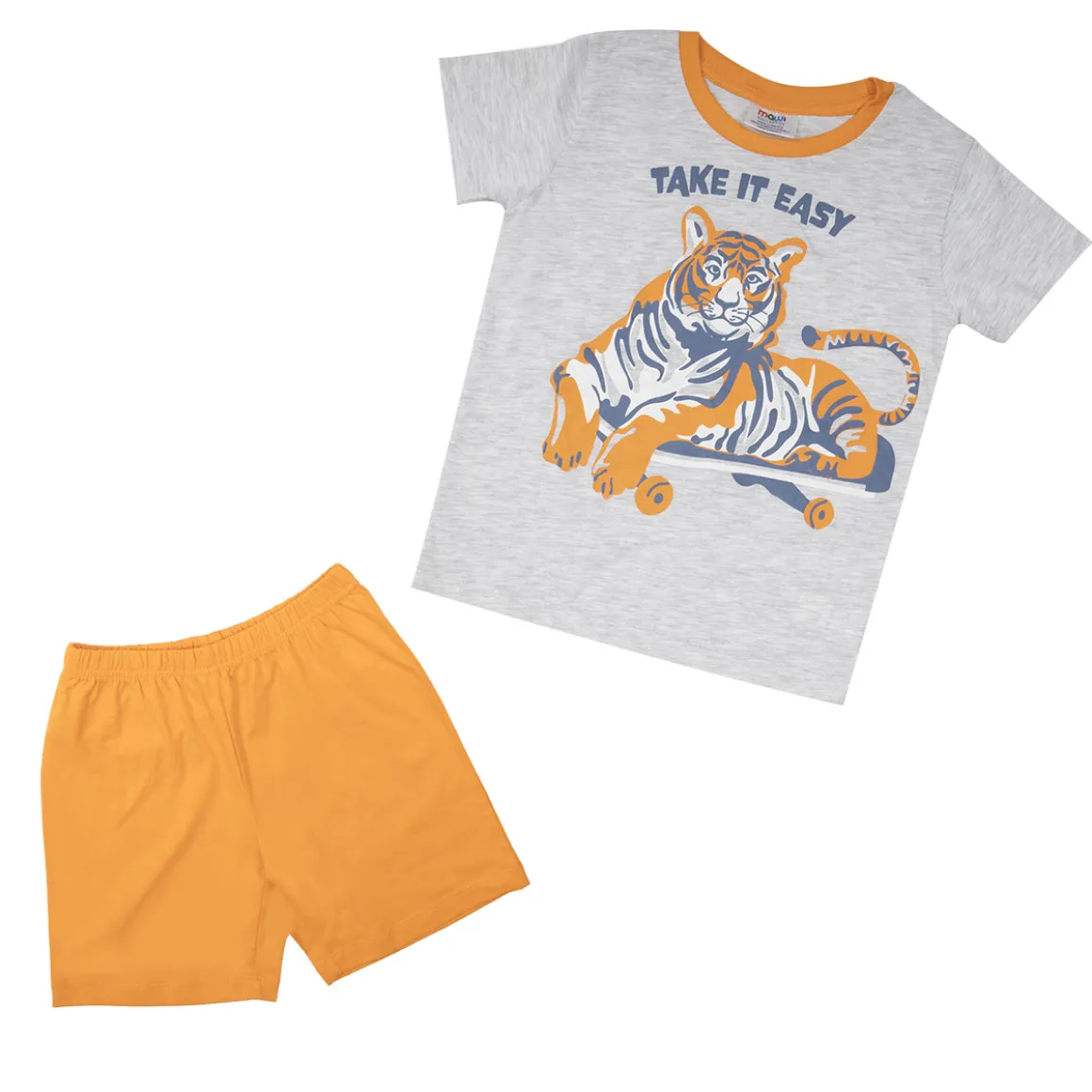 Pigiama 2 pezzi estivo bimbo grigio/arancio “tiger”