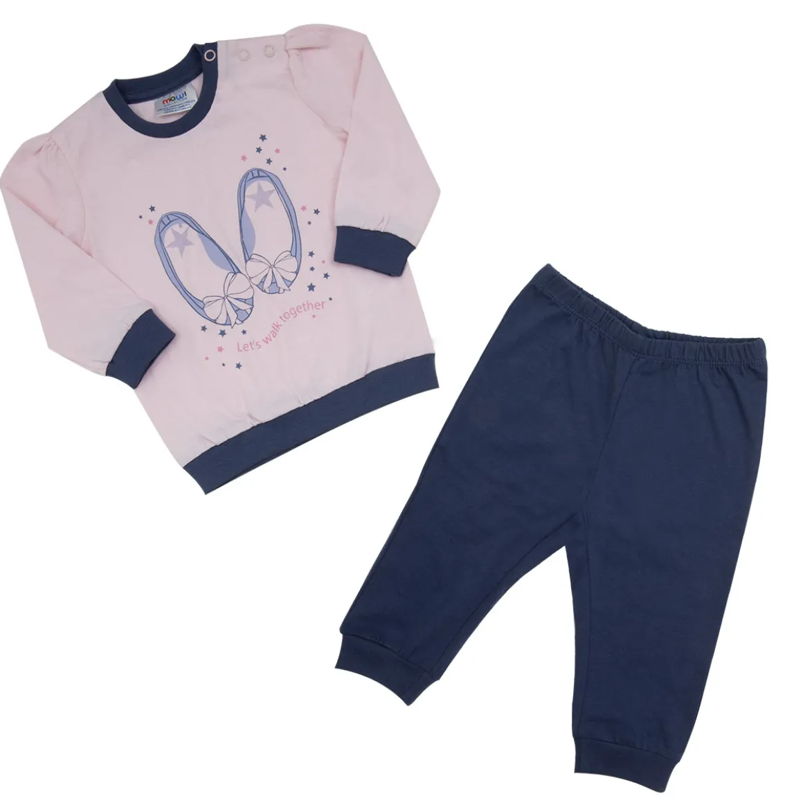 Pigiama bimba rosa/blu stampato