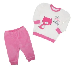 Pigiama due pezzi bimba bicolor rosa/bianco