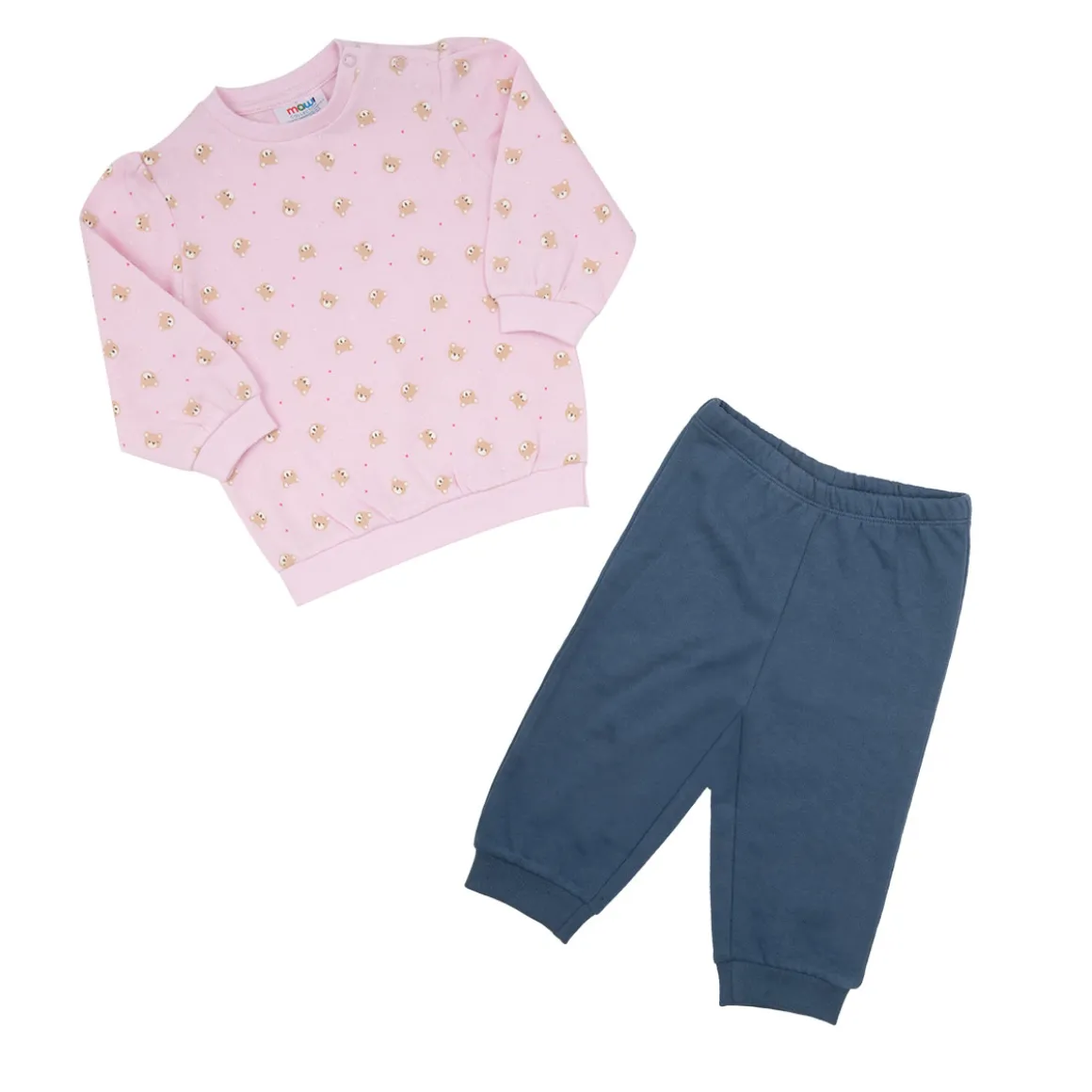 Pigiama due pezzi bimba bicolor rosa/blue