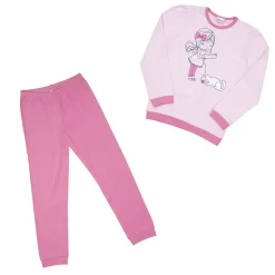 Pigiama due pezzi bimba rosa “bambina con gattino”