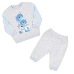 Pigiama due pezzi bimbo bicolor grigio/azzurro