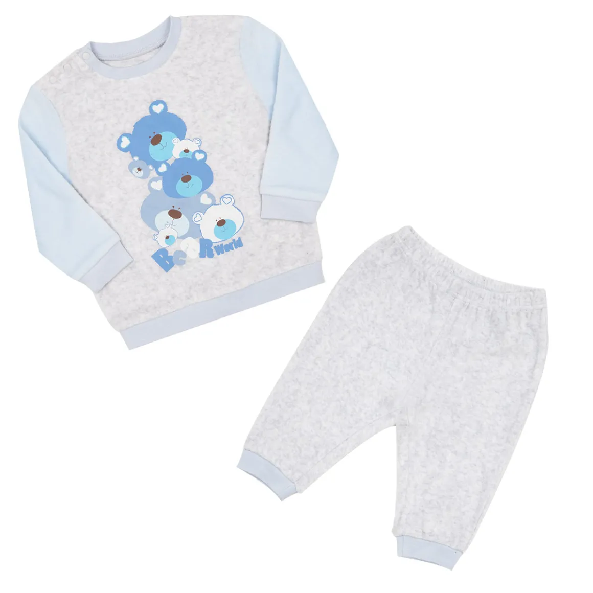 Pigiama due pezzi bimbo bicolor grigio/azzurro