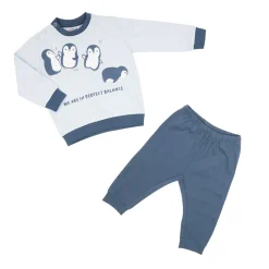 Pigiama due pezzi bimbo blu “pinguini”