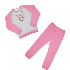 Pigiama due pezzi felpato bimba rosa stampato