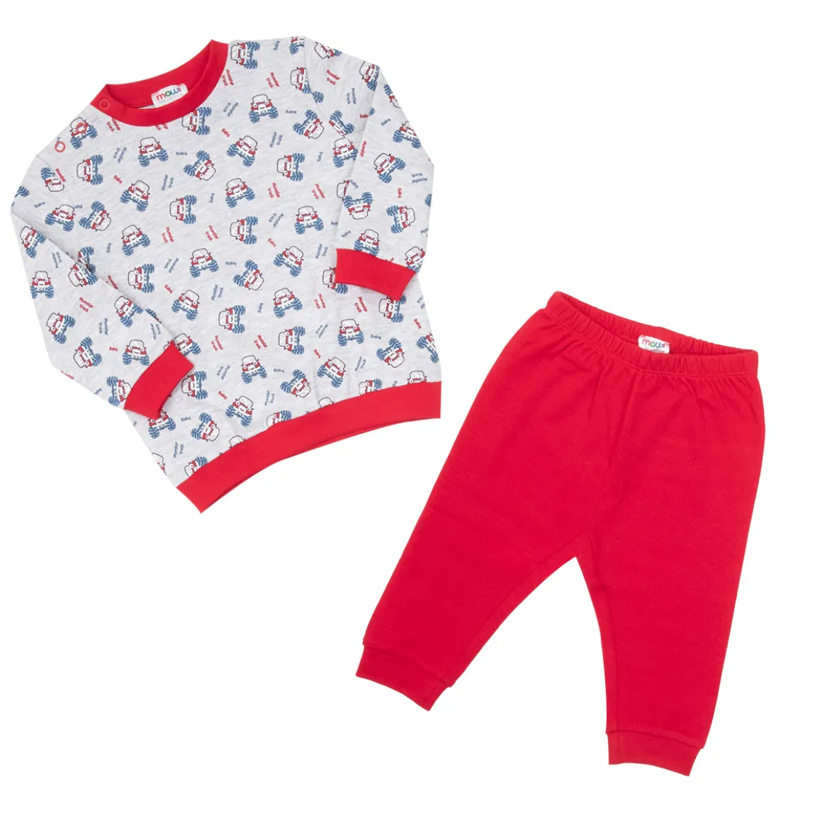 Pigiama due pezzi interlock bimbo blu/grigio stampato