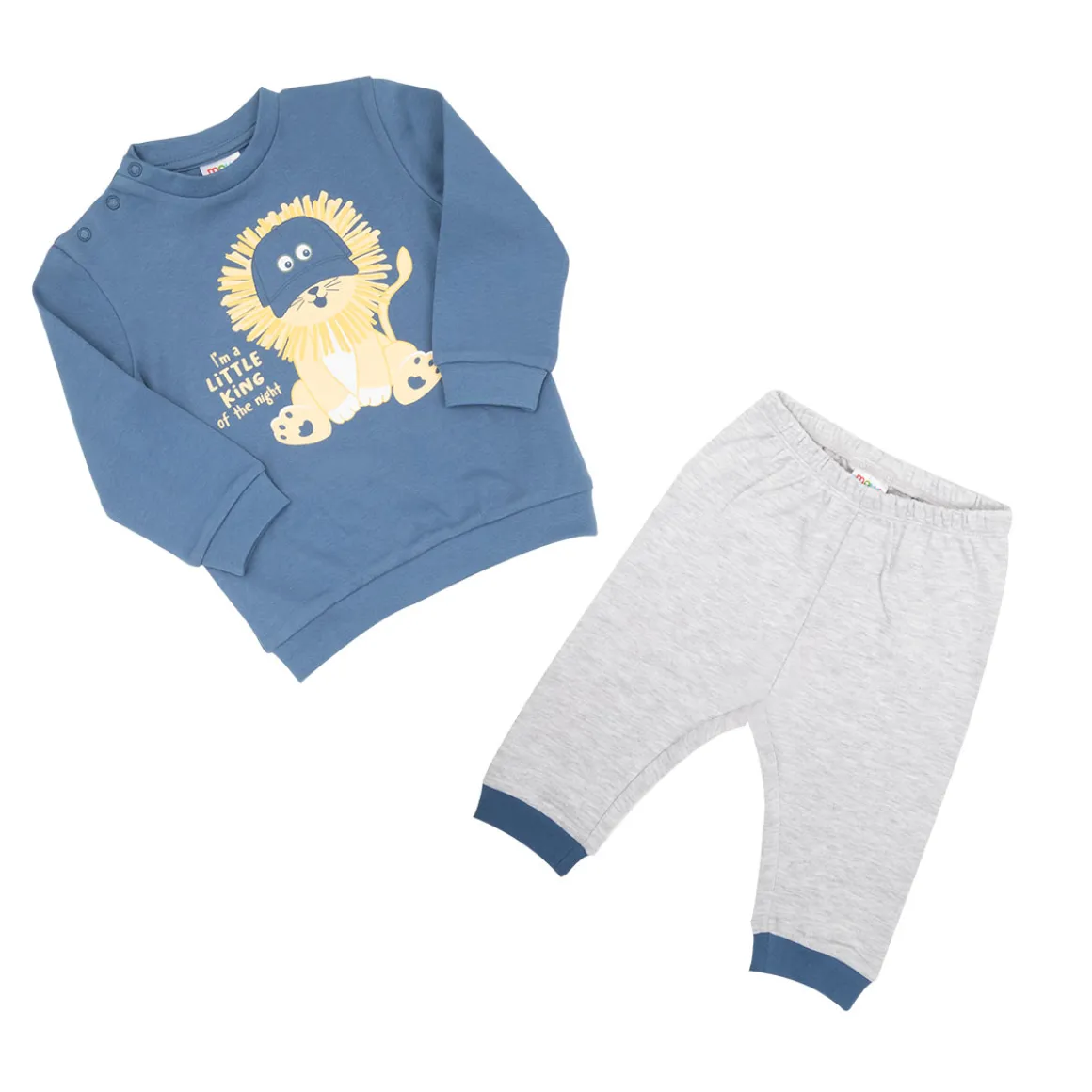 Pigiama due pezzi interlock bimbo blu/grigio stampato