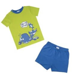 Pigiama estivo due pezzi bimbo verde/azzurro