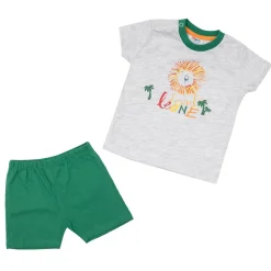 Pigiama estivo due pezzi bimbo grigio/verde