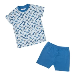 Pigiama estivo due pezzi bimbo azzurro/blu