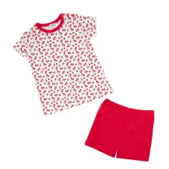 Pigiama estivo due pezzi bimba bianco/rosso