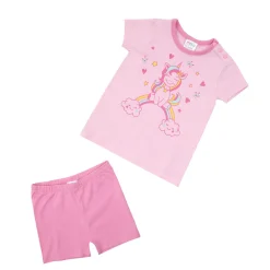 Pigiama estivo due pezzi bimba rosa