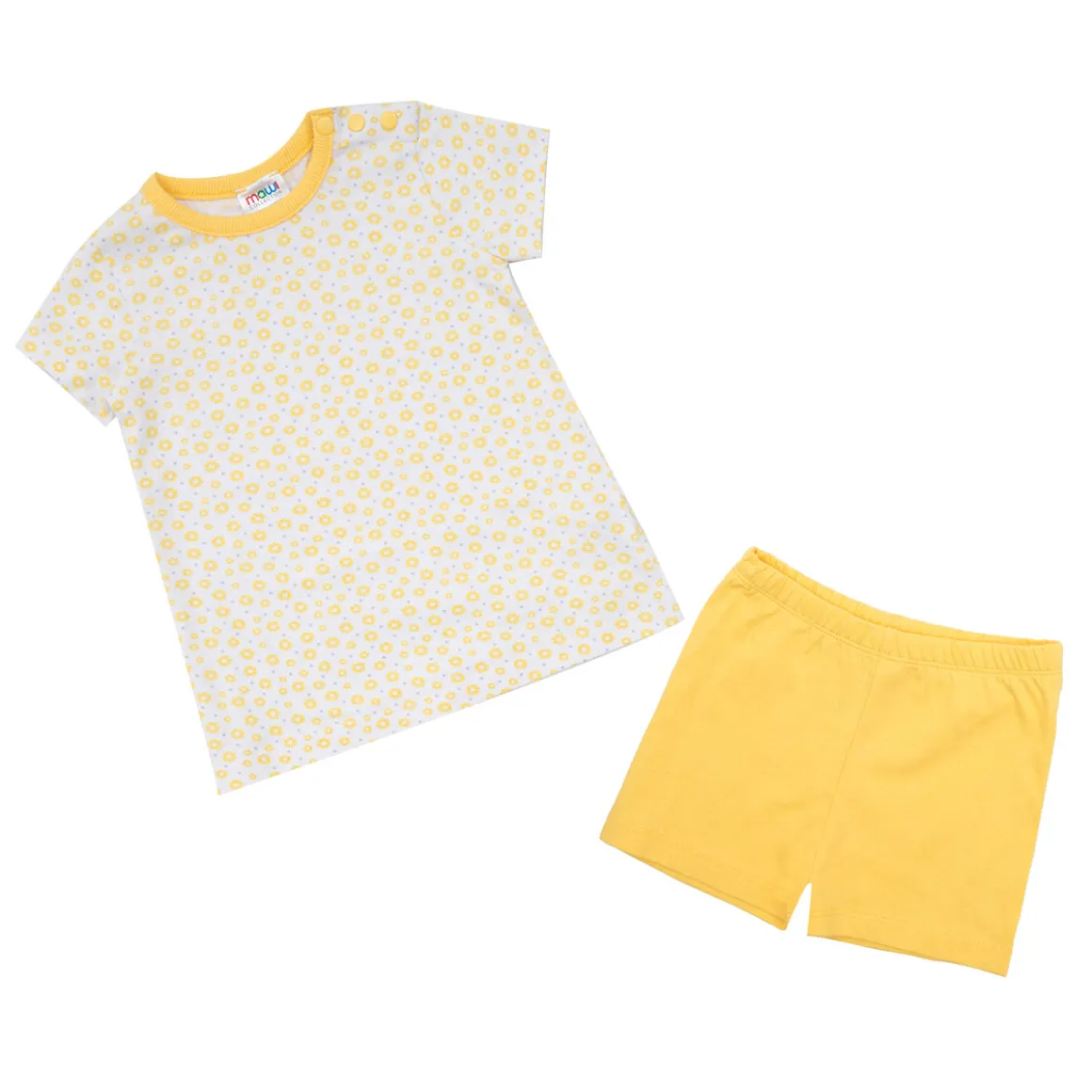 Pigiama estivo due pezzi bimba biano/giallo