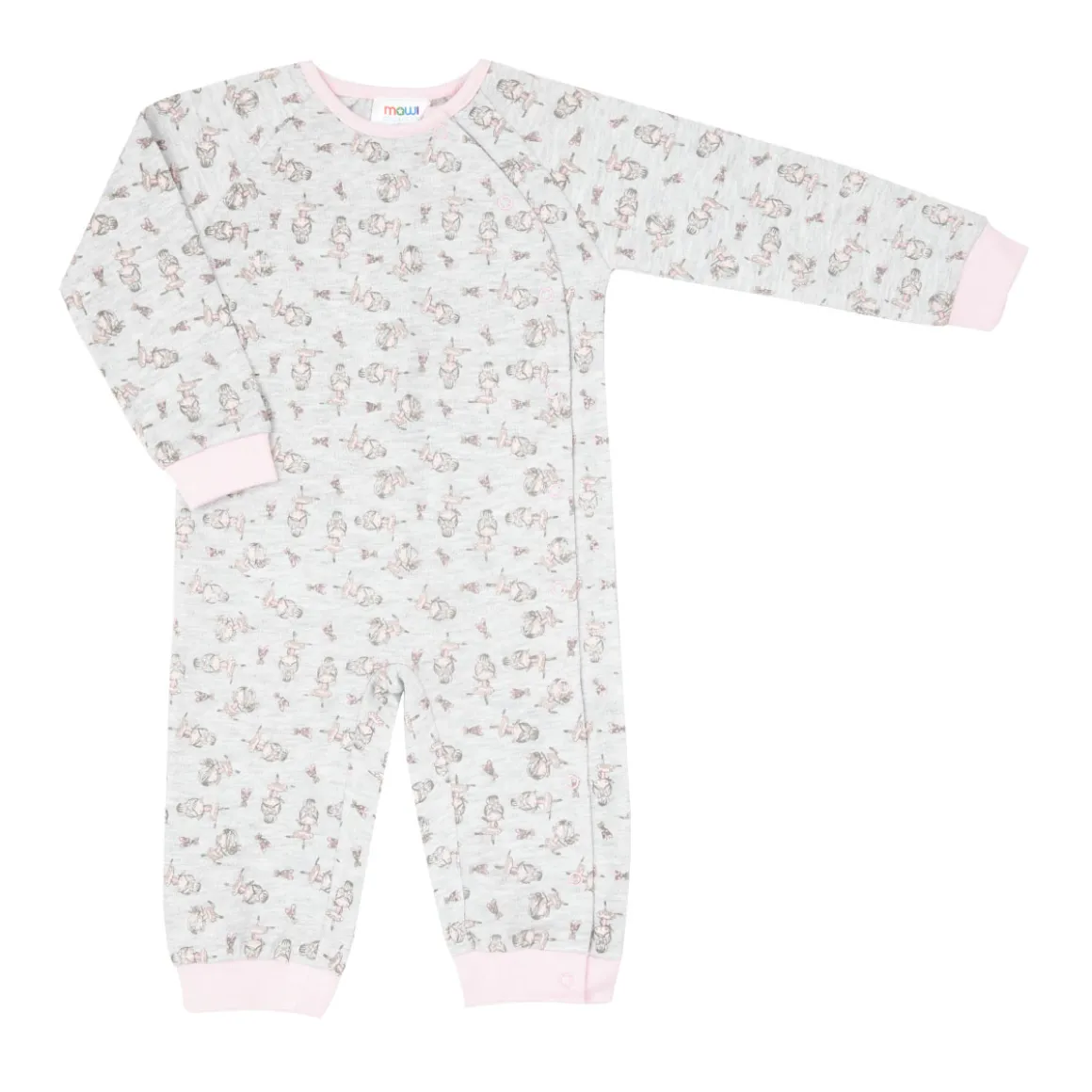 Pigiama intero bimba grigio/rosa stampa “ballerine”