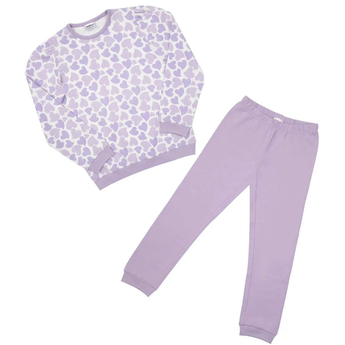 Pigiama lungo bimba due pezzi lilla stampato