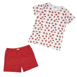 Pigiama maglietta e pantaloncino bimba bianco/rosso stampato