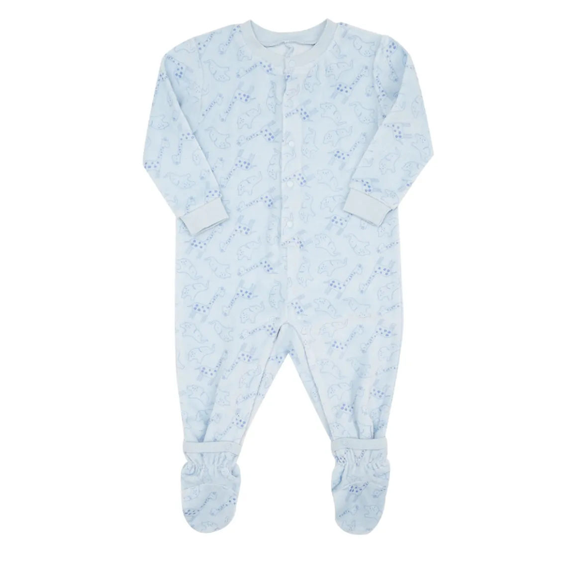 Pigiamone ciniglia bimbo azzurro stampato