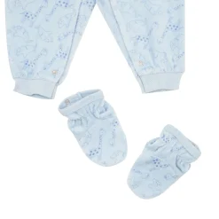 Pigiamone ciniglia bimbo azzurro stampato