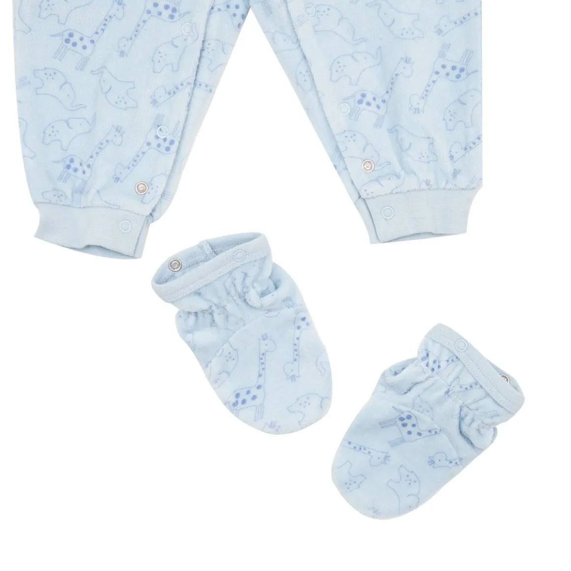 Pigiamone ciniglia bimbo azzurro stampato