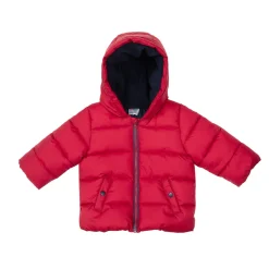 Piumino con cappuccio bimbo rosso