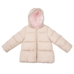 Piumino imbottito con cappuccio bimba beige