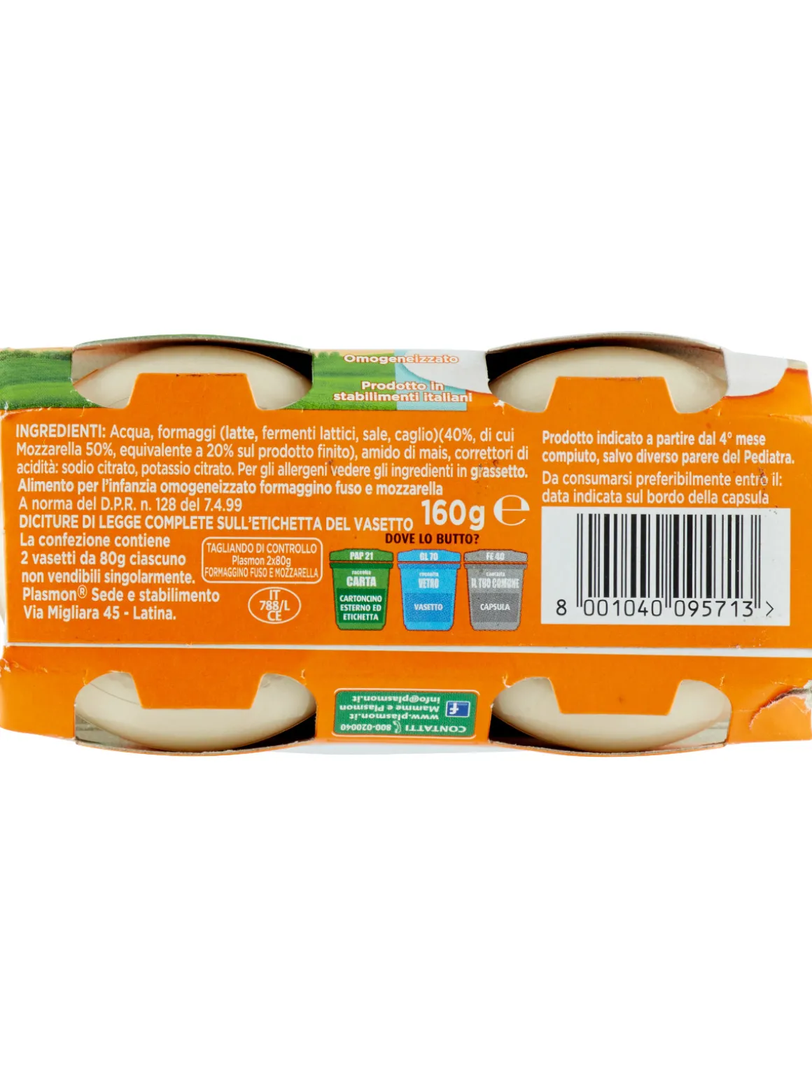 Plasmon – omo formaggino mozzarella – 2x80g