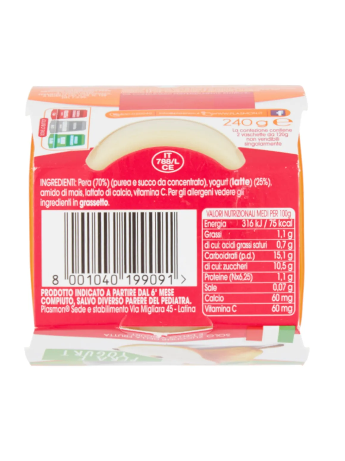 Plasmon – sapori di natura pera – yogurt- 2x120g