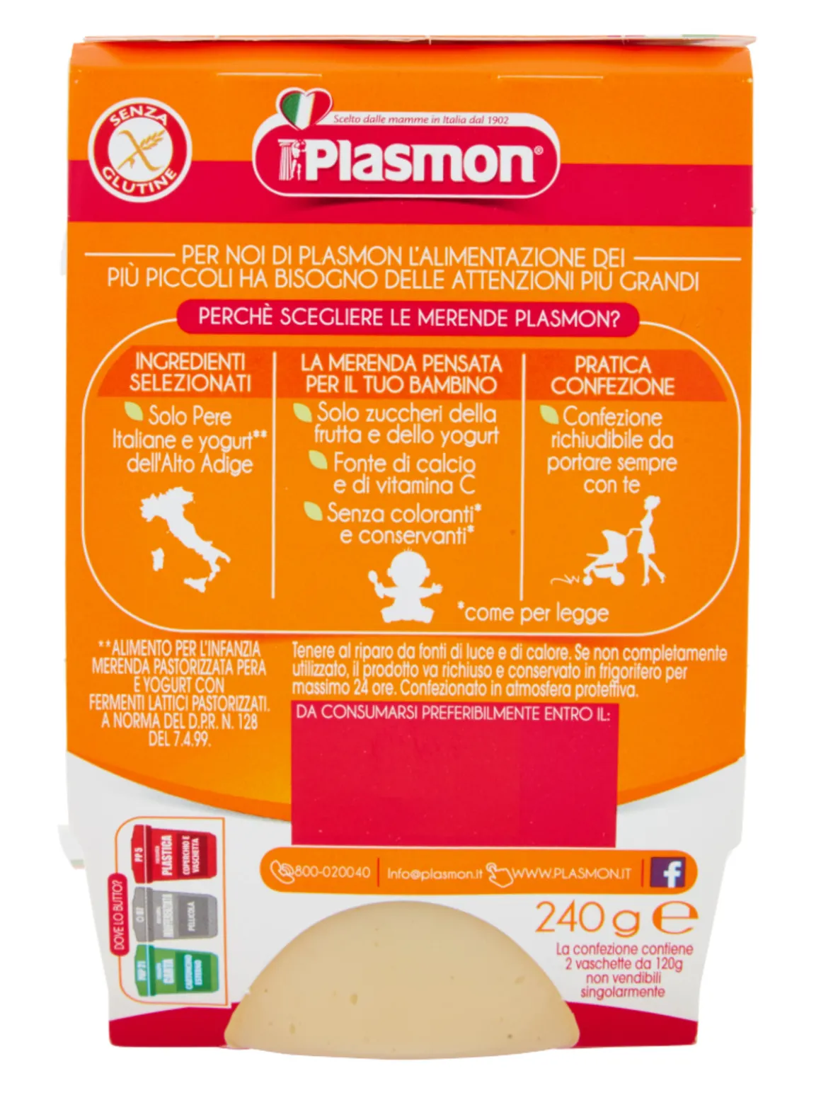 Plasmon – sapori di natura pera – yogurt- 2x120g