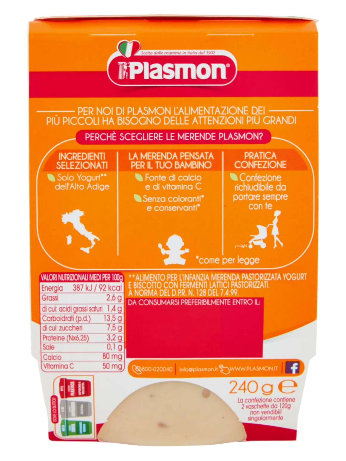 Plasmon – sapori di natura yogurt – biscotto – 2x120g