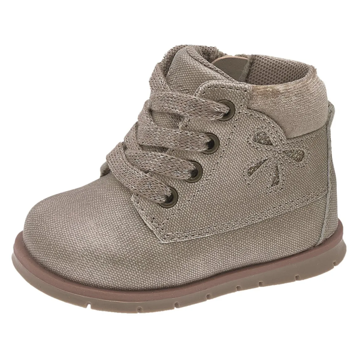 Polacchino formica beige con zip e stringato con fiocco – chicco