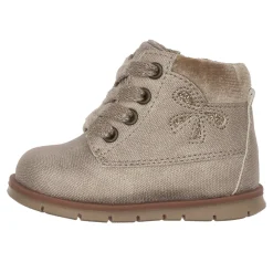 Polacchino formica beige con zip e stringato con fiocco – chicco