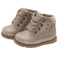 Polacchino formica beige con zip e stringato con fiocco – chicco