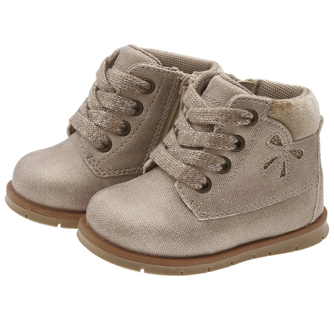 Polacchino formica beige con zip e stringato con fiocco – chicco