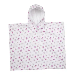 Poncho spugna bimba bianco stampato con cappuccio