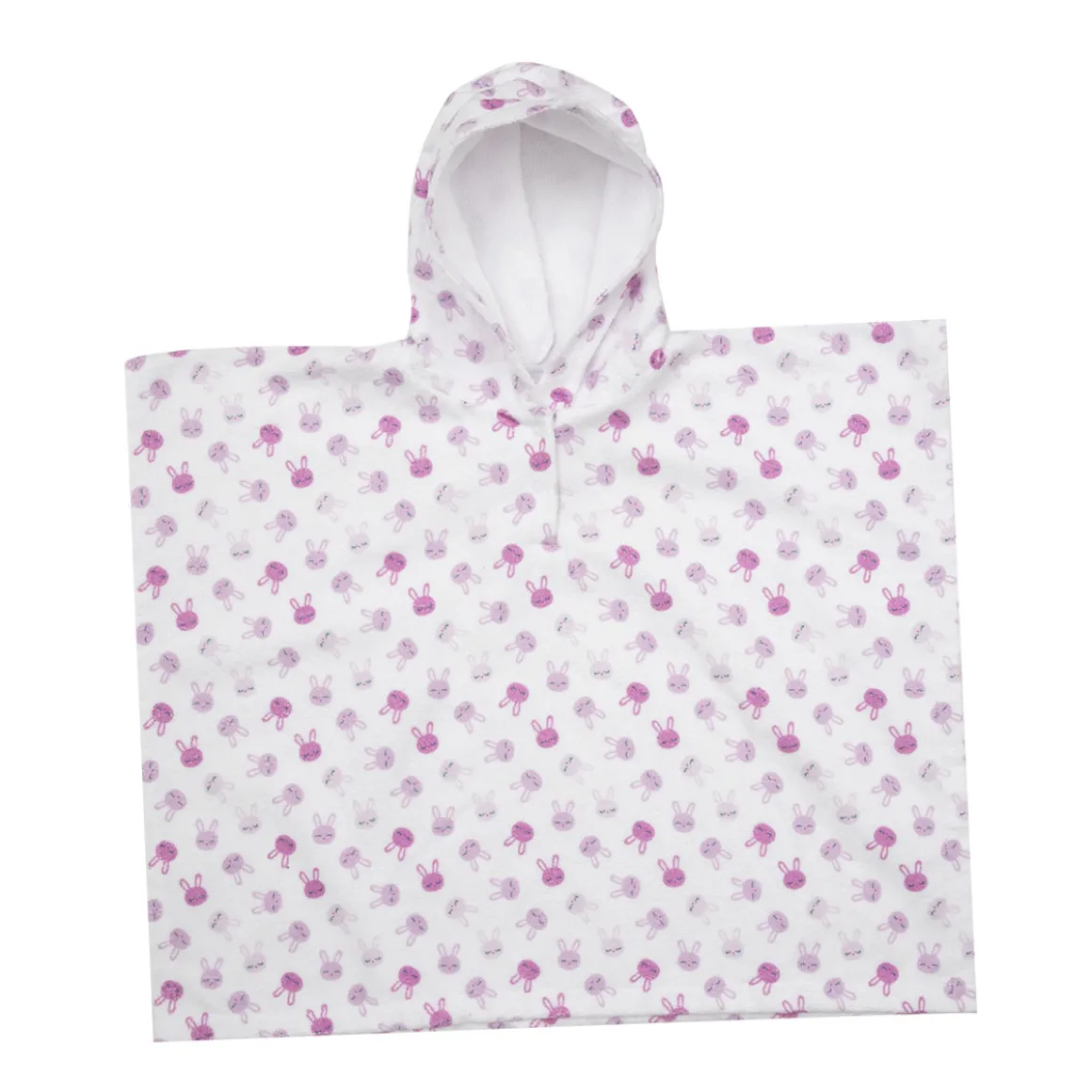 Poncho spugna bimba bianco stampato con cappuccio