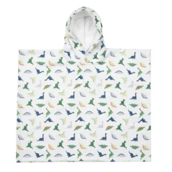 Poncho spugna bimbo bianco stampato con cappuccio