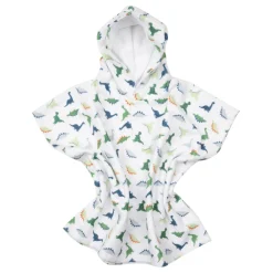 Poncho spugna bimbo bianco stampato con cappuccio