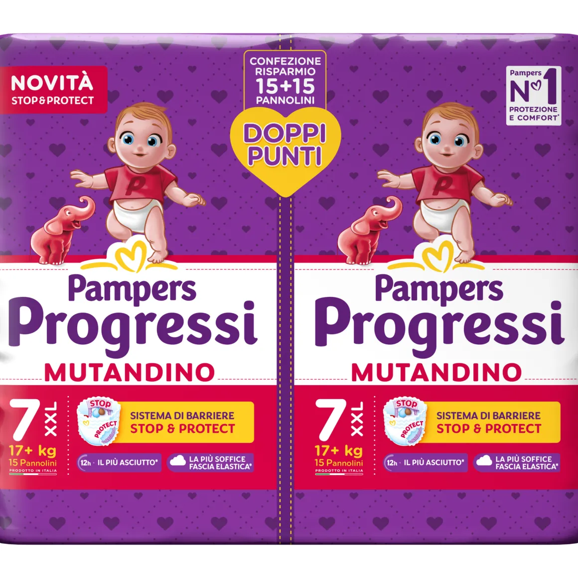 Progressi mutandino 6 xxl pacco doppio 15kg+ – 30 pz – pampers