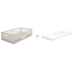 Roba – lettino montessori 70x140 naturale sbiancato + materasso safe asleep® 70x140 bianco