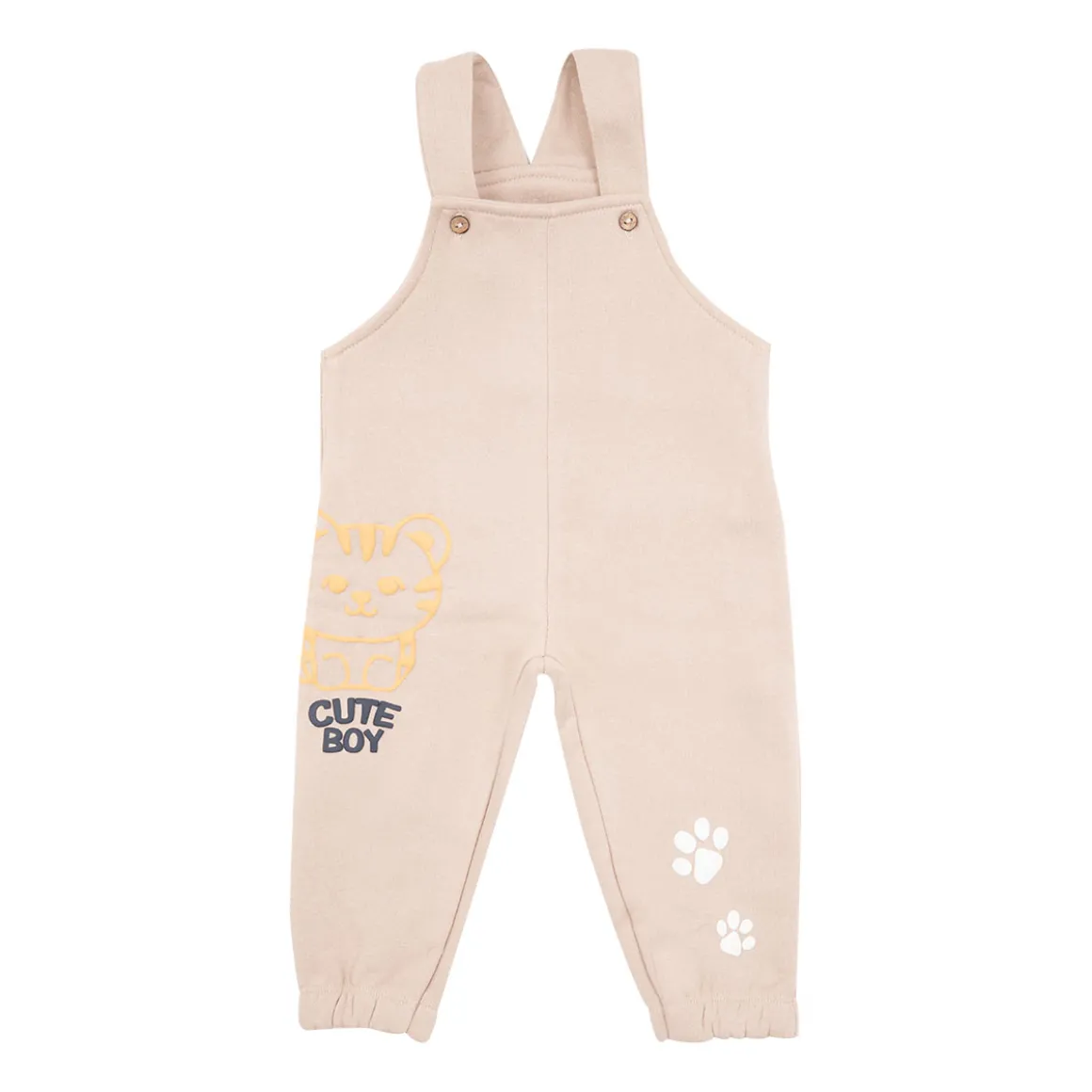 Salopette felpata bimbo begie stampata